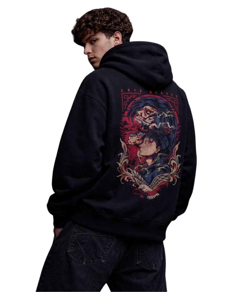 Back view of oversized streetwear Hoodie for college wear