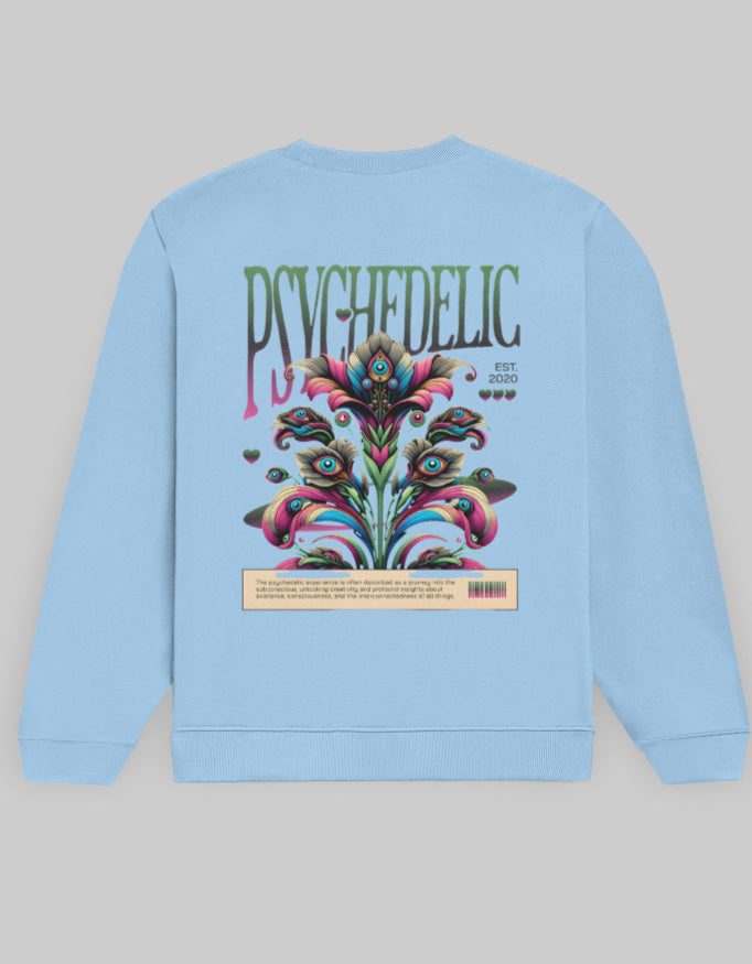 Back-Psychedelic Cotton Sweatshirt | 300 GSM Fleece Unisex Casual Wear-Baby Blue.jpg
