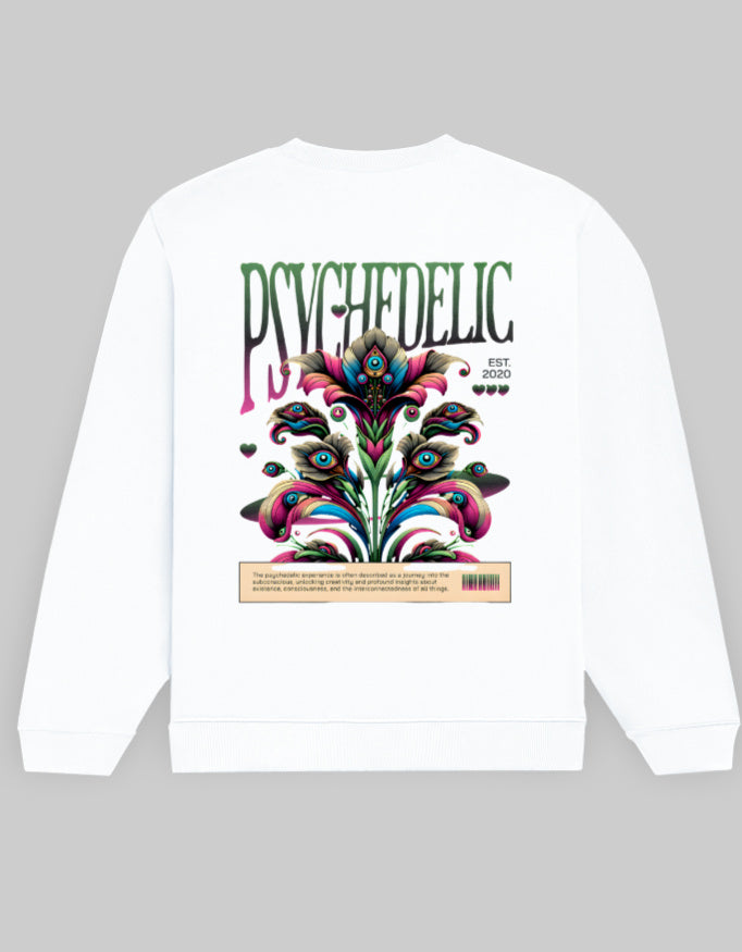 Back-Psychedelic Cotton Sweatshirt | 300 GSM Fleece Unisex Casual Wear-White.jpg