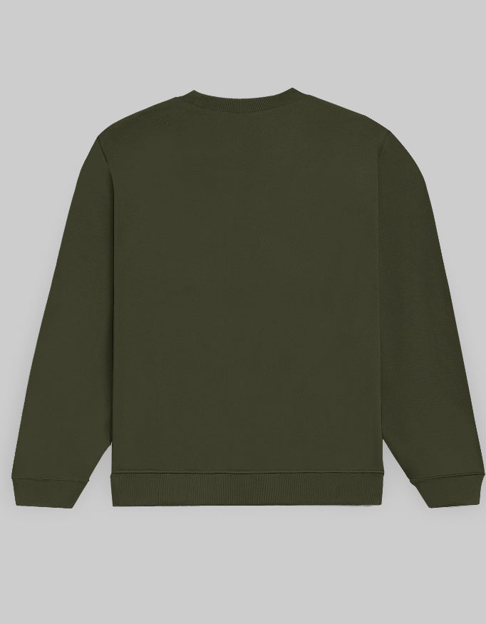 Back Fresh Bloom Cotton Fleece Sweatshirt Unisex 300 GSM Olive Green.jpg