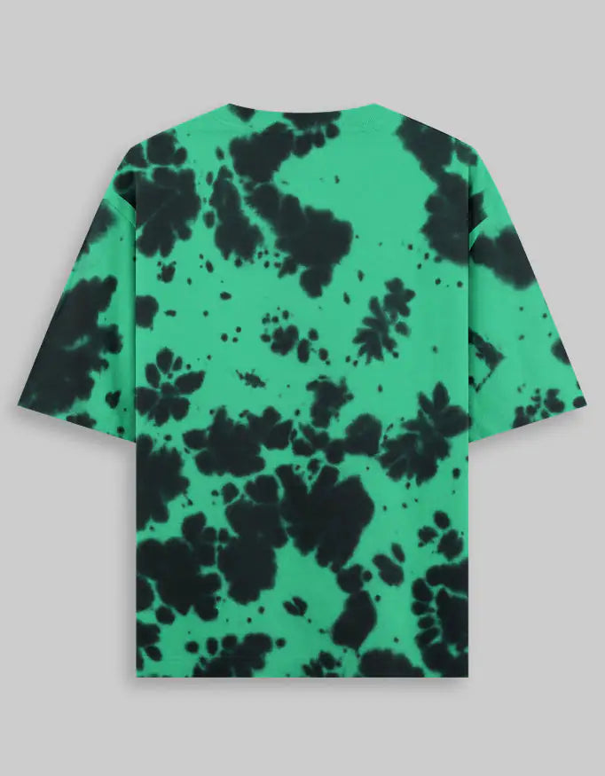 Back_Unisex Green & Black Tie Dye Oversized T-Shirt | 260 GSM Streetwear Tee-Genzprints.jpg