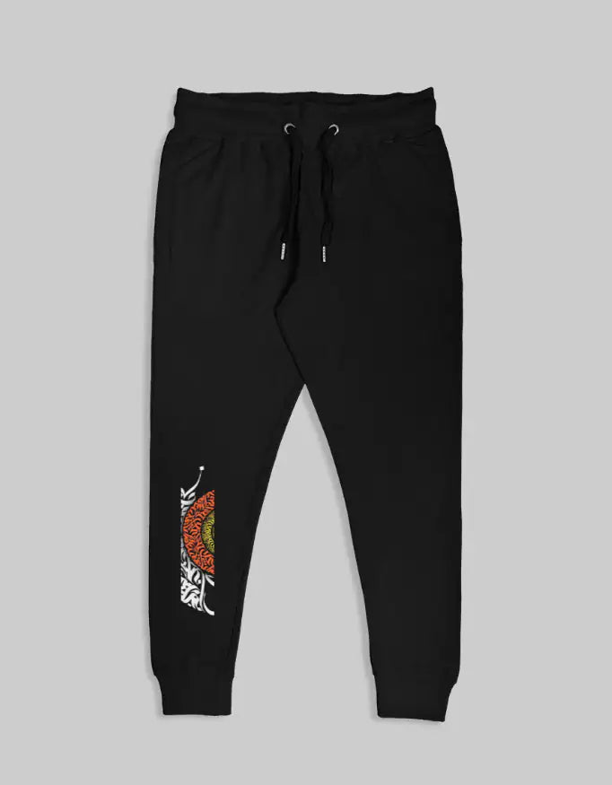 Black-Right_Shoulder-Unisex Cotton Joggers | 260 GSM | Ribbed Waist & Cuffs | Relaxed Fit-Genzprint.jpg