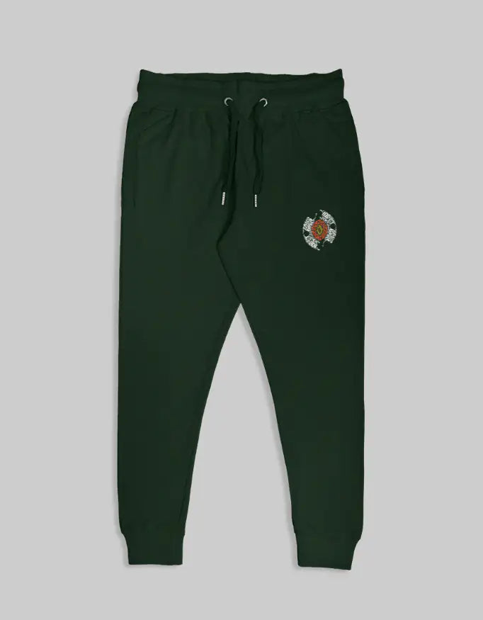 Bottle Green-Unisex Cotton Joggers | 260 GSM | Ribbed Waist & Cuffs | Relaxed Fit-Genzprintjpg