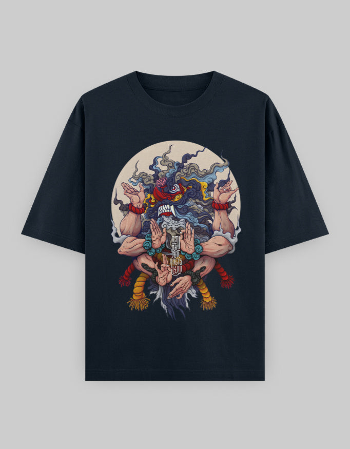 Bujang Anom Oversized Cotton T-Shirt Navy Blue.jpg