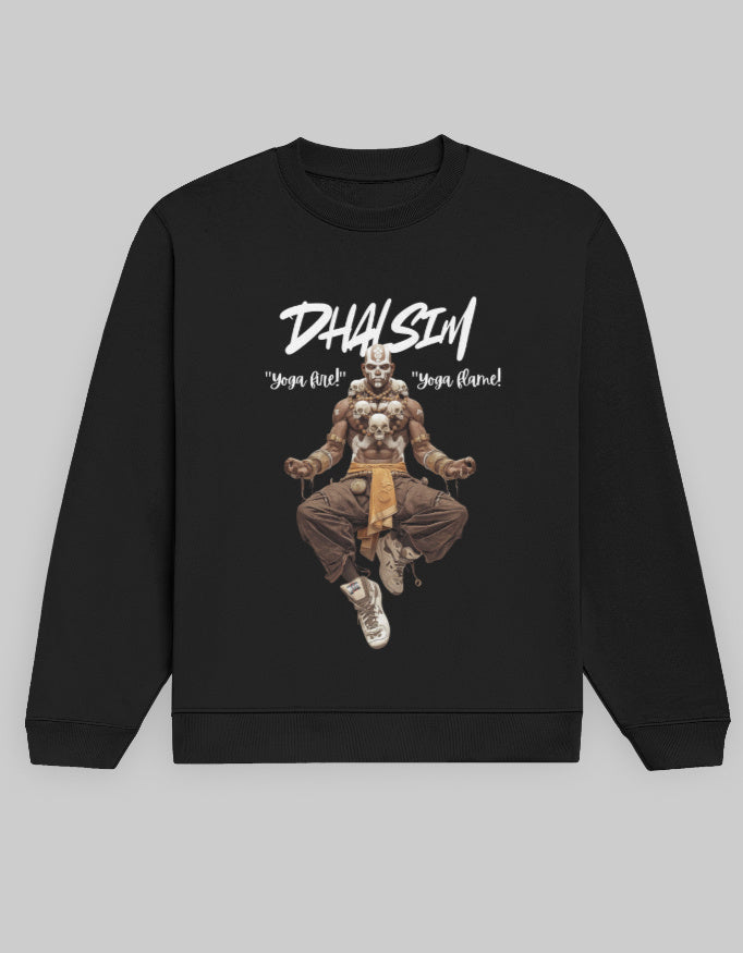 Dhalsim Cotton Fleece Sweatshirt Unisex 300 GSM Black.jpg