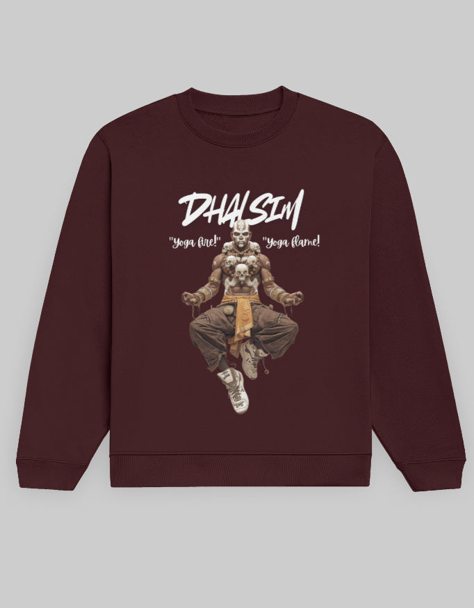 Dhalsim Cotton Fleece Sweatshirt Unisex 300 GSM Maroon.jpg