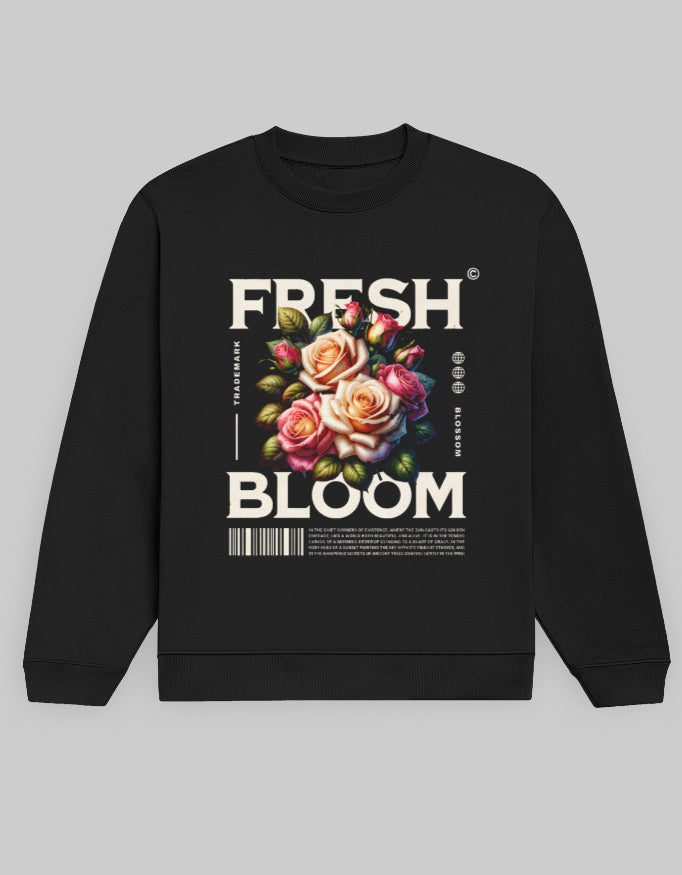 Fresh Bloom Cotton Fleece Sweatshirt Unisex 300 GSM Black.jpg
