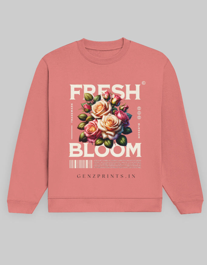 Fresh Bloom Cotton Fleece Sweatshirt Unisex 300 GSM Coral.jpg
