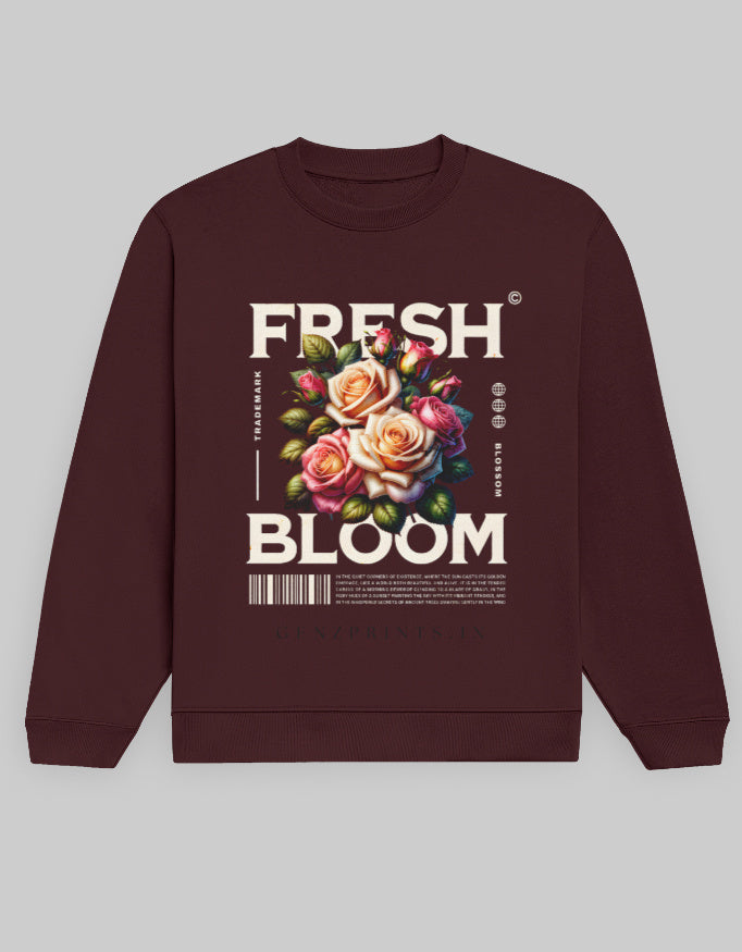 Fresh Bloom Cotton Fleece Sweatshirt Unisex 300 GSM Maroon.jpg