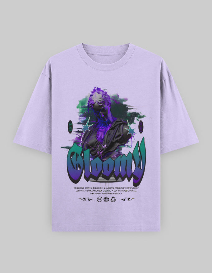 Gloomy Oversized Cotton T-Shirt – Unisex, Heavyweight 240 GSM Lavender.jpg