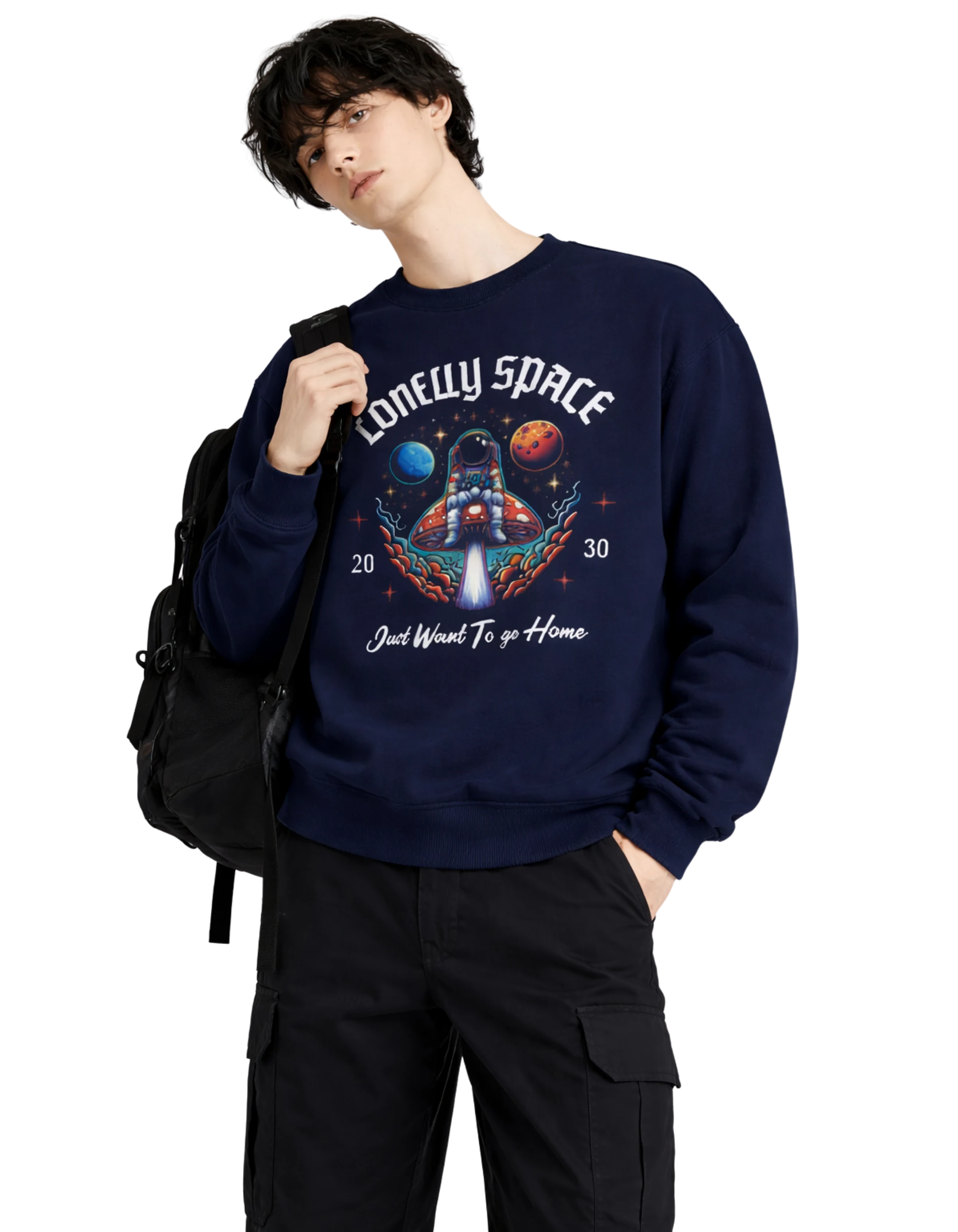 lonely-space-sweatshirt-Navy-Blue-With-Bag-front.jpg