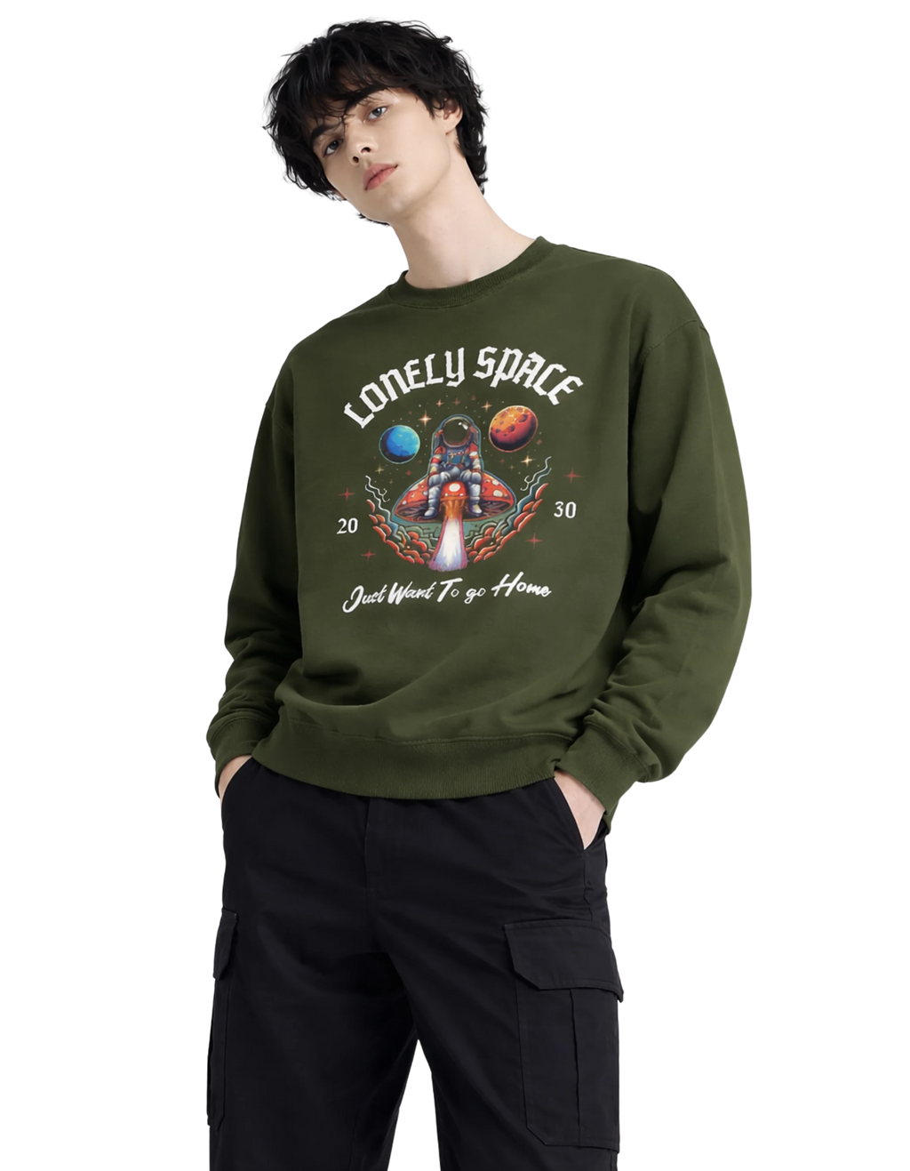 lonely-space-sweatshirt-Olive-Green-front.jpg