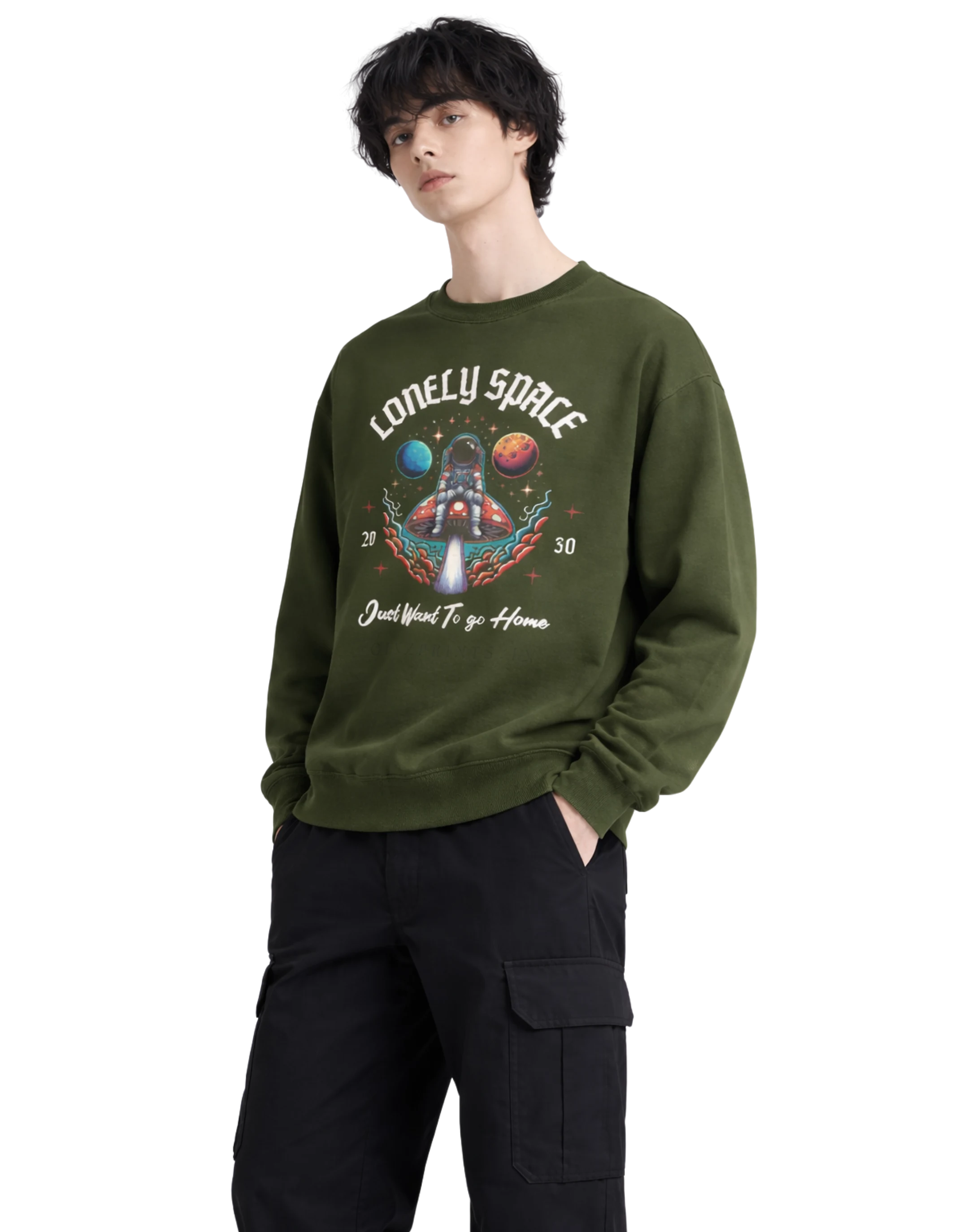 lonely-space-sweatshirt-Olive-Green-front.jpg