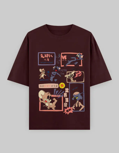 Mahroon "Jerry" Unisex Oversized Classic T-Shirt  – 240 GSM Heavyweight 100% Cotton Graphic Tee-Genzprints.jpg