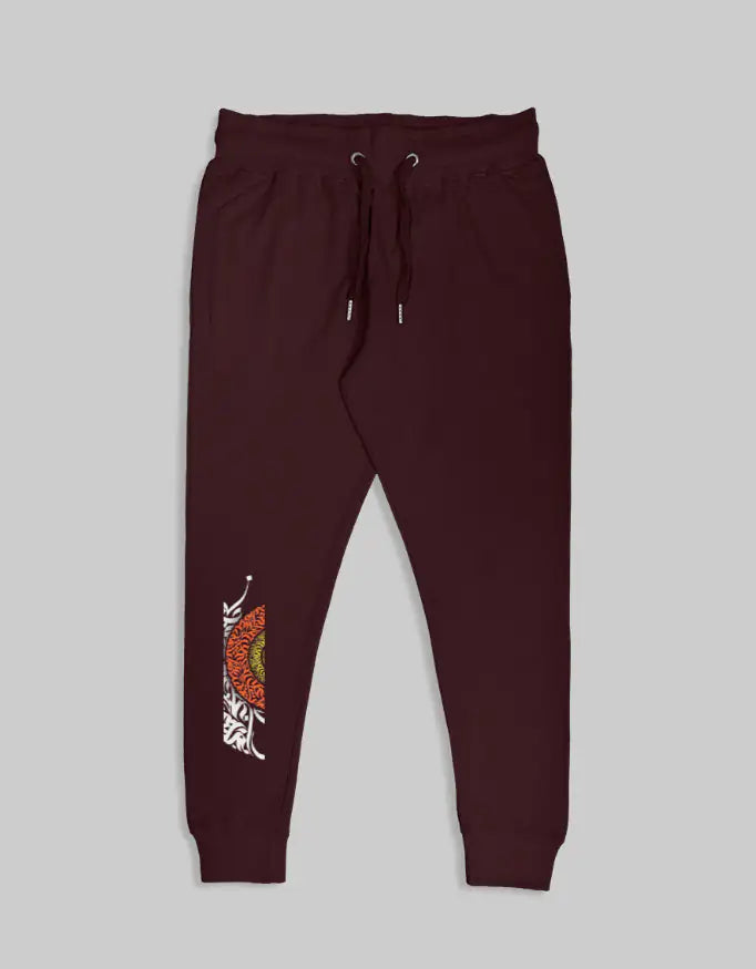 Maroon-Right_Shoulder-Unisex_Cotton_Joggers_260_GSM_Ribbed_Waist_Cuffs_Relaxed_Fit-Genzprint.jpg