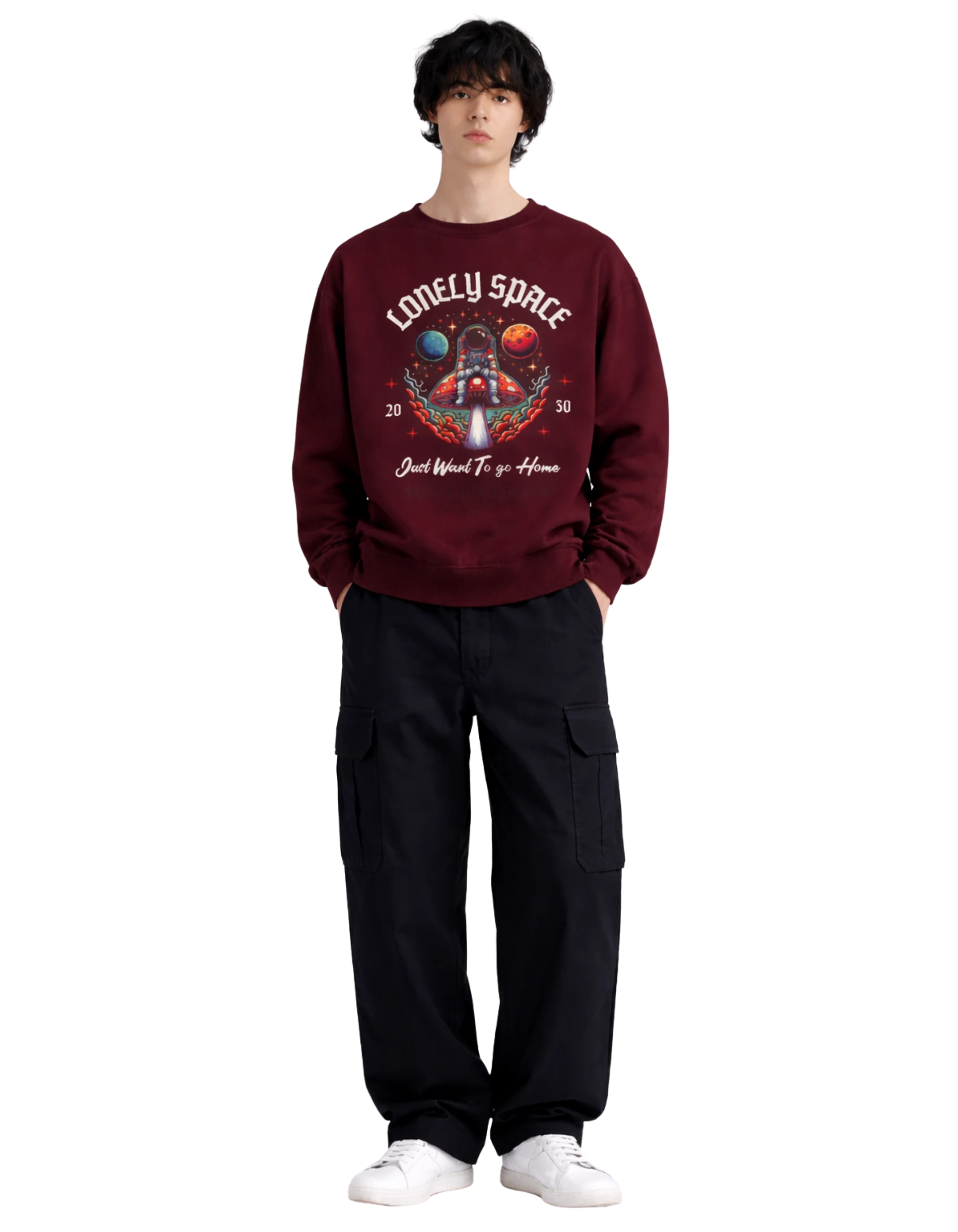 lonely-space-sweatshirt-Maroon-front.jpg