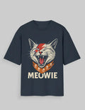 Navy Blue-Meowie Unisex Oversized Cotton T-Shirt | 180 GSM Casual Streetwear Fit-Genzprints.jpg