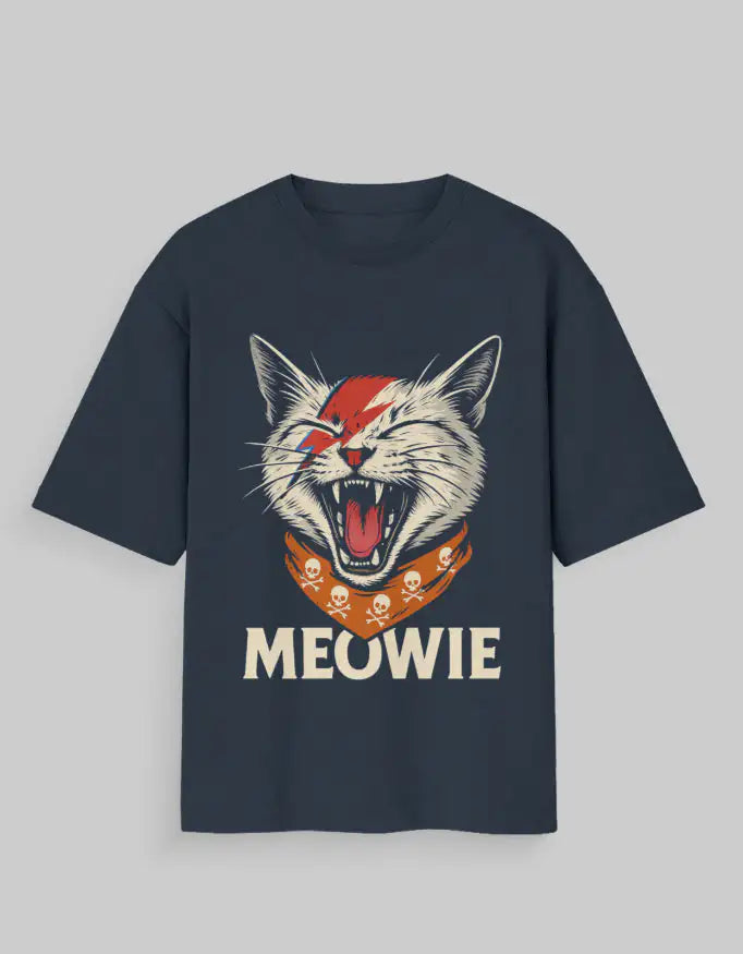Navy Blue-Meowie Unisex Oversized Cotton T-Shirt | 180 GSM Casual Streetwear Fit-Genzprints.jpg