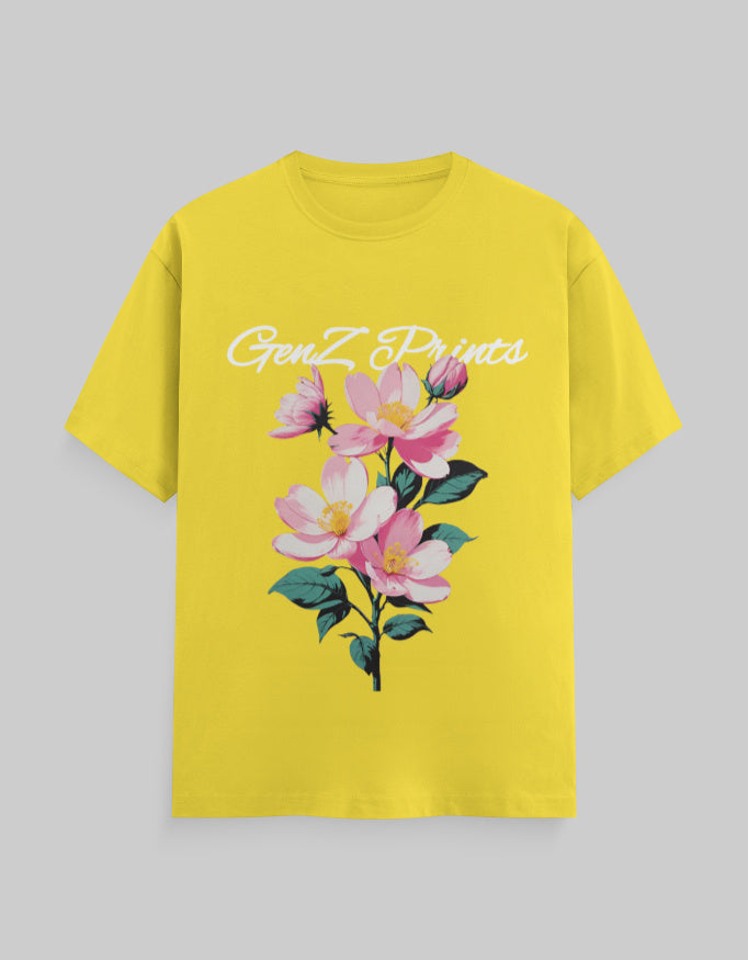 New Yellow “Indian Lotus ”Unisex Classic Crew T-Shirt “Indian Lotus” – 100% Cotton 180 GSM Regular Fit Graphic Tee-Genzprints.jpg
