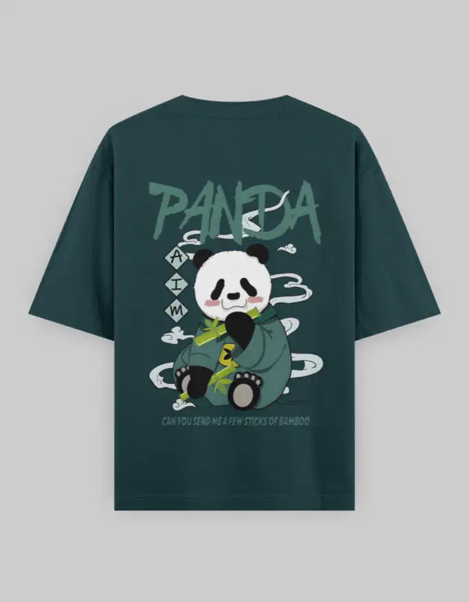 Petrol Blue-Panda Unisex Oversized Cotton T-Shirt | 240 GSM Heavyweight Streetwear Fit-Genzprints.jpg
