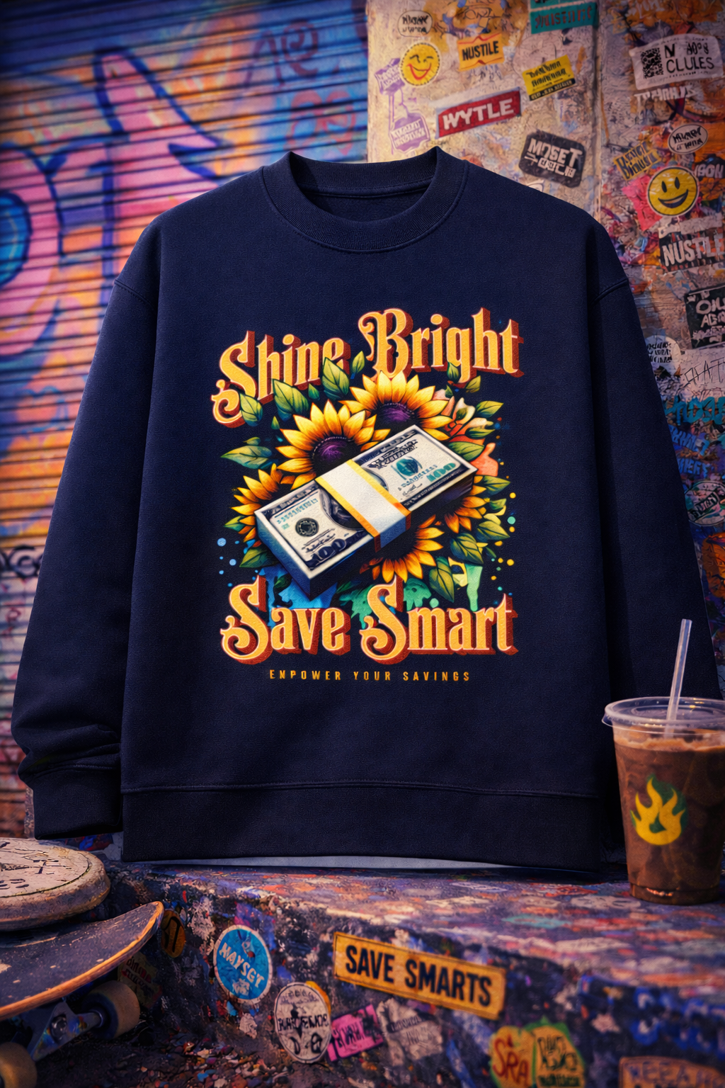 Shine Bright Save Smart Premium Cotton Fleece Sweatshirt – 300 GSM