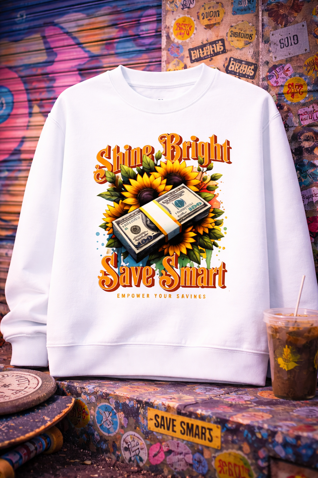 Shine Bright Save Smart Premium Cotton Fleece Sweatshirt – 300 GSM