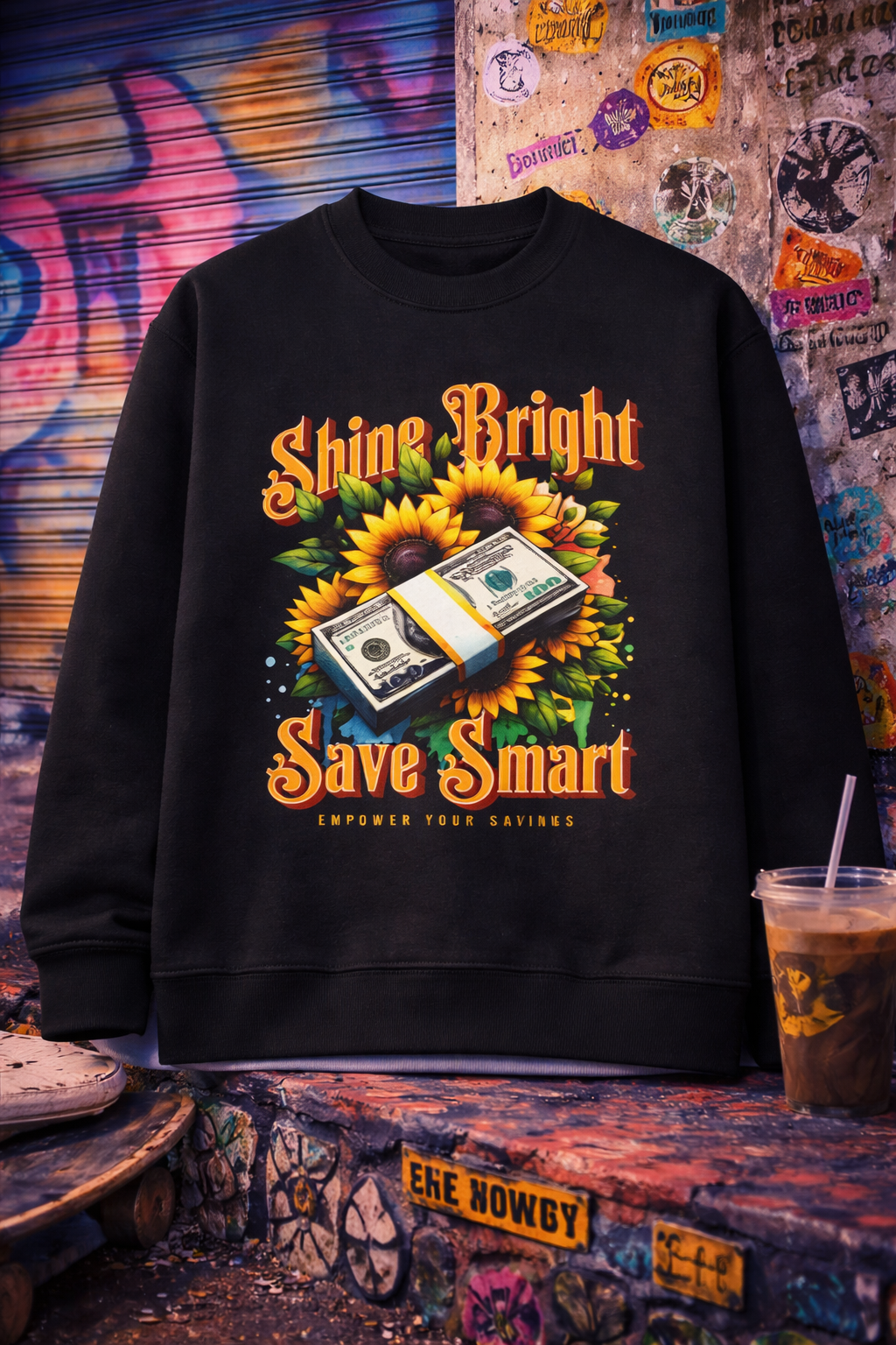 Shine Bright Save Smart Premium Cotton Fleece Sweatshirt – 300 GSM