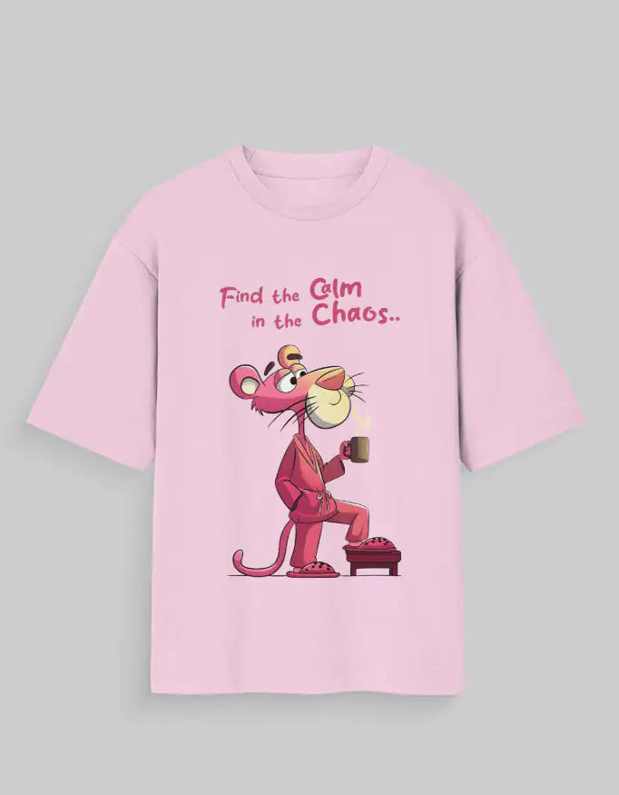 light Baby Pink-CHAOS Unisex Oversized Cotton T-Shirt | 180 GSM Casual Streetwear Fit-Gengprints.jpg